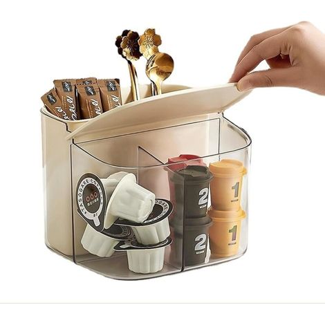 Support de rangement pour sachets de thé, capsules de café, sucre, boîte à thé, boîte à thé, étagère à thé pour comptoir d'armoire, comptoir (blanc)