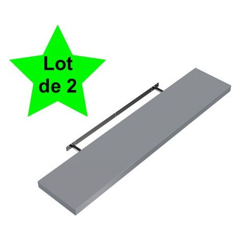 2 Étagères murales flottantes 90 cm en MDF gris . Tablette à fixer au mur (1/5)