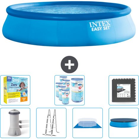 Intex runder aufblasbarer Easy Set-Schwimmpool – 457 x 107 cm – Blau – Inklusive Zubehör CB49 (1/4)