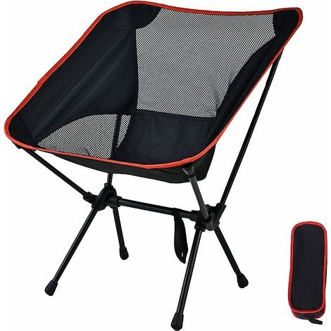 Chaise pliante portable d'extérieur, tabouret de camping compact avec sac de transport pour la randonnée, le réveil et les voyages, noir (1/5)
