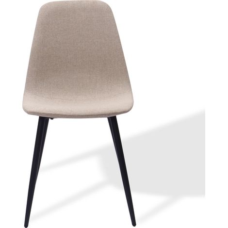 Sillas de comedor minimalistas de tela y metal beige y beige claro 2 unidades (1/5)