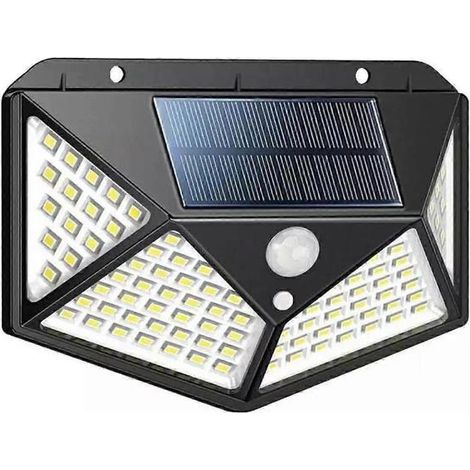 D-Night - Lampes solaires extérieures à 100 LED, sans fil, avec détecteur de mouvement, étanches IP65, angle de diffusion de 270° et 3 modes d'éclairage pour jardin.