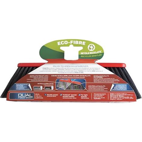 Tonkita Scopa Dual Per Interni Setole Actidust Fibre Nere E Grigie