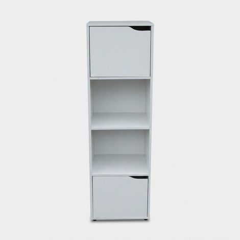 Librería moderna ahorra espacio con estantes y puertas 30x29x120 Oreni - Blanco