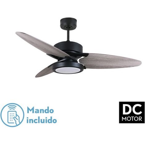 Ventilatore da soffitto DC Cross 30W Nero 3 Pale Rovere Grigio (1/4)