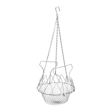 mangeoires automatiques à suspendre pour poules et légumes : 22,4 cm - Pliable - Distributeur automatique de nourriture pour poulet - En acier inoxydable - Avec chaînes suspendues