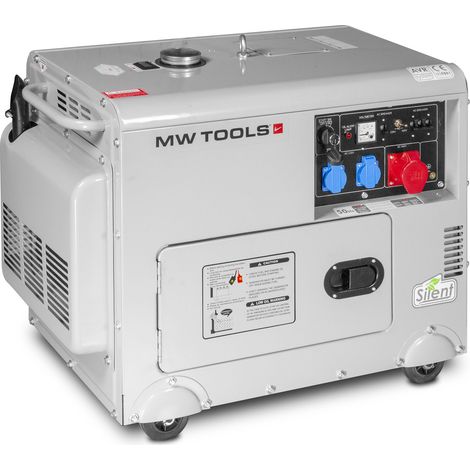Mw Tools – Groupe électrogène insonorisé diesel 6kW 3x400V + 1x230V – Démarrage électrique – Moteur Euro V – Autonomie jusqu'à 8h – DG65E (1/5)