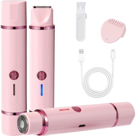 Épilateur facial 2-en-1 pour femmes, rasoir électrique indolore, peau lisse et soyeuse, rasoir portable rechargeable, adapté aux zones intimes des femmes, visage, aisselles et jambes, rose. (1/5)