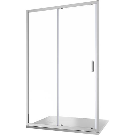 Porta Doccia per Nicchia Scorrevole 120cm Profili in Alluminio Cromato Vetro 6 mm Trasparente Regolabile 117-121cm h185 - Reversibile Mod. Tonga (1/5)