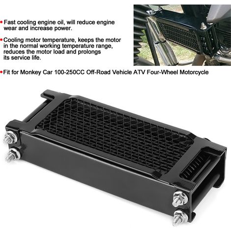 Universeller Ölkühler für 100-250 cm³ Motorradmotoren, Geländefahrzeuge, Quads, vierrädrige Motorräder, universeller schwarzer Ölkühler (Standard-Export-Schwarz mit Zubehör). (1/5)