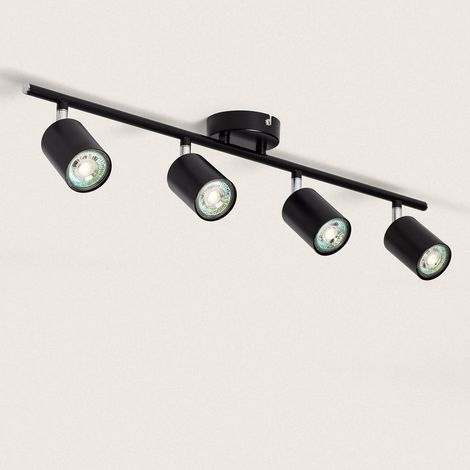 Lámpara de Techo Orientable Metal 4 Focos Albus Black Negro