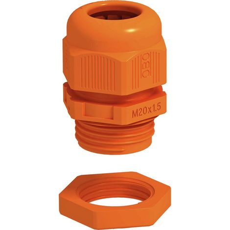 OBO Bettermann Kabelverschraubung mit Gegenmutter M20 Polyamid pastellorange RAL 2003, 10 Stück, 7205660