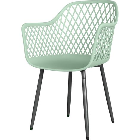 Outsunny Set 4 Sedie Giardino, Pranzo Braccioli, Verde