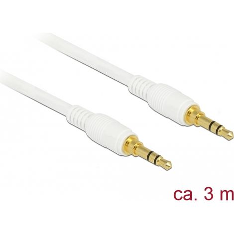 Delock Conector de Cable EstÃ©reo de 3,5 mm de 3 pines macho  macho 3 m blanco