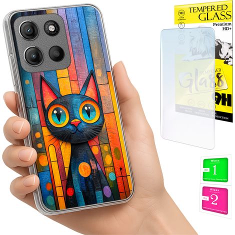 Funda para Motorola Moto G15 con diseño de gatito y cristal (1/5)