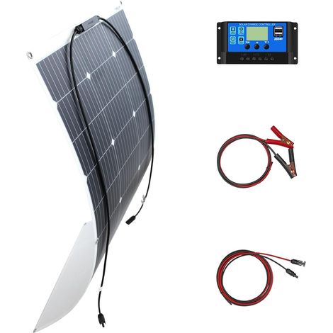 Kit panneau solaire 100 W 12 V monocristallin flexible pour énergie mobile (1/5)