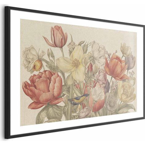 Poster – Blumenstrauß auf cremefarbenem Hintergrund (1/4)