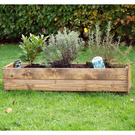 Hand Made 76cm x 23cm x 14cm Rustic Wooden Garden Window Trough / Flower Planter (1/2)
