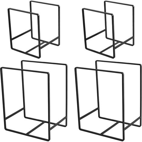 Lot de 4 organiseurs assiette, d'armoire, de tiroir, d'étagères, de cuisine, en métal, pour le rangement des assiettes et de la vaisselle (noir)