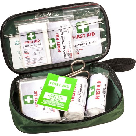 Trousse de Secours Voiture Portwest FA21 - Kit Premiers Secours 2 Personnes - Pochette Textile Compacte CE - Conforme BS 8599-2