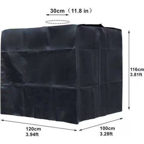 Bâche noire Anti-UV pour cuve 1000L de récupération d'eau, avec raccords et accessoires (1/3)