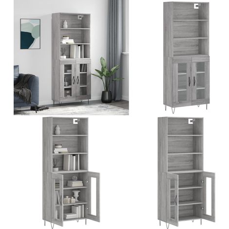 Highboard Grau Sonoma 69,5x34x180 cm Holzwerkstoff - Sideboard - Hochschrank - Wohnraumgestaltung - Aufbewahrungslösung - Grau Sonoma - Home & Living (1/5)