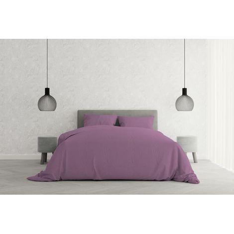Elegant Set Copripiumino Matrimoniale Microfibra, lavorato in Italia - Parure Copri Piumino - Sacco Piumone 250x200 cm con Patella e Federe Cuscino, Lilla, Matrimoniale (1/4)