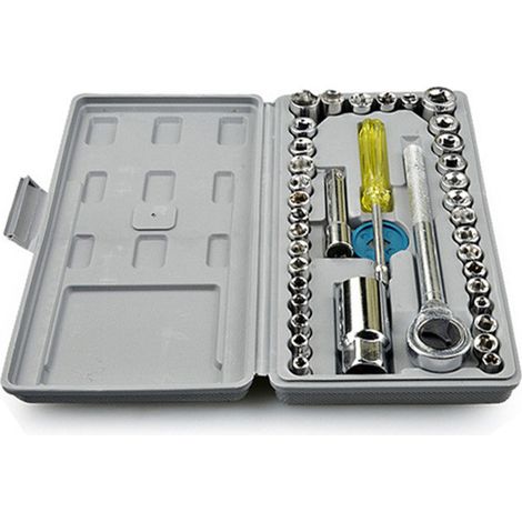 Ensemble de 40 outils de réparation pour voitures, motos, véhicules électriques et tricycles, comprenant des jeux de douilles, des clés et des outils multifonctions. (1/5)