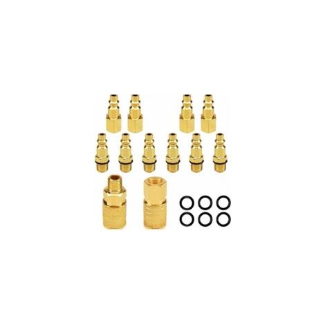 Lot de 12 raccords d'air et de bouchons d'air NPT 1/4 NPT, ensemble de connexion rapide industriel de type D, coupleur d'air et kit d'air, raccords de compresseur de tuyau d'avion - Crezuo