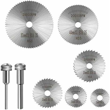 Kreissägeblatt, 6-tlg. Kreissägeblatt-Set mit 2 Stück 1/8-Zoll-Verlängerungsdorn, Rotationsbohrblätter, Stahlsägescheiben-Radschneidblätter, 6-tlg (1/5)