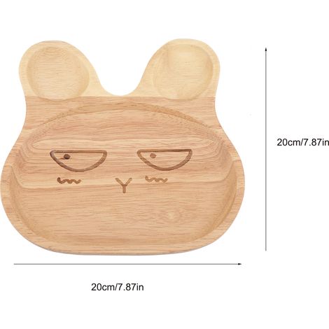 Assiette en bois pour enfants, plateau de service pour desserts et goûters, adorable lapin, vaisselle en bois pour enfants n° 2 (1/5)