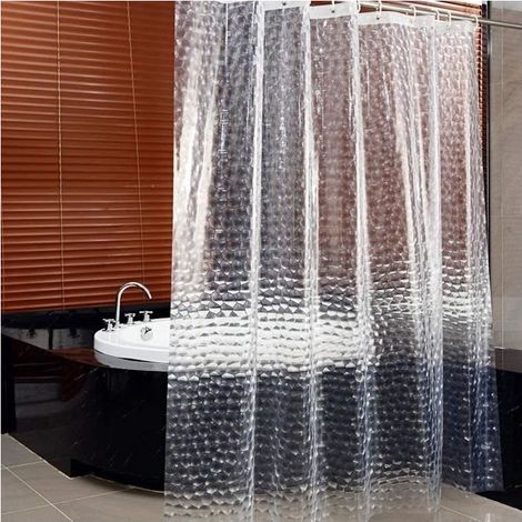 1 Stück dicker EVA-Duschvorhang, transparent, 180 x 180 cm, schimmelresistent, Badezimmer (1/5)