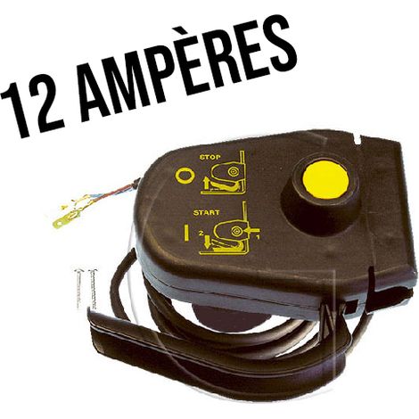 Contacteur à clé pour tondeuse électrique – 12A – Interrupteur à levier avec coupure automatique – Longueur câble 180 cm