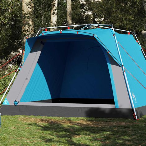 vidaXL Tienda de campaña cabaña 4 personas apertura rápida azul (1/5)