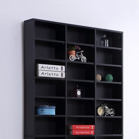 Etagère Rangement CD/DVD France noire Meuble de Rangement pour 1116 CDs Noir (1/5)