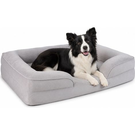 Relaxdays Hundebett, orthopädisch, Hundekissen, wasserdicht, HBT: 17x89x63 cm, Memory Foam, Hundecouch, Polyester, grau (1/5)