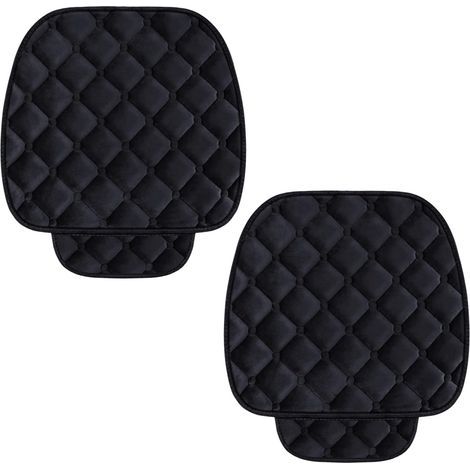Juego de 2 cojines de terciopelo para coche, funda para asiento de coche, funda cómoda para asiento de coche, funda universal para asiento de coche, protector de asiento delantero de coche, negro (1/4)