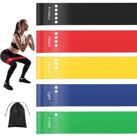 Bandes Élastiques Fitness, Lot De 5 Elastique Musculation, 5 Niveaux De RéSistance en Latex Naturel, Musculation pour Jambes et Fessiers, Home Workout, Yoga, Pilates et Rééducation (1/5)