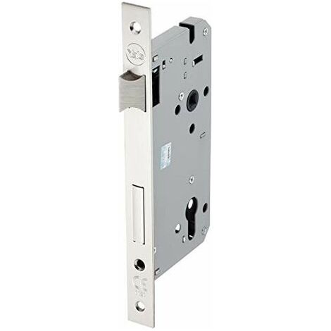 Serratura da Infilare per Porte in Legno Y52X - Frontale Squadrato - Nichel Satinato - Entrata 60mm (1/4)