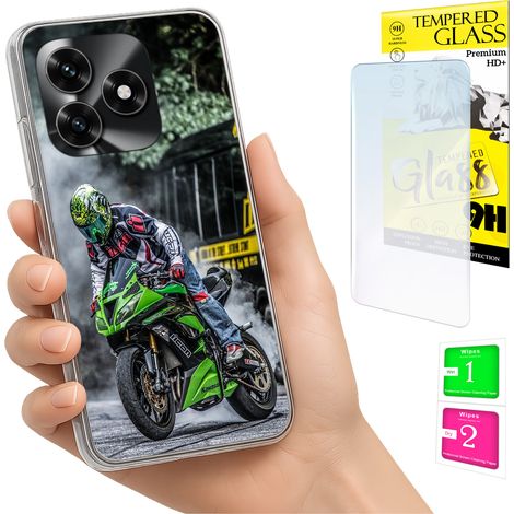 Custodia per Honor X5C Plus / X5C 4G, cover posteriore con vetro temperato 9H. (1/5)
