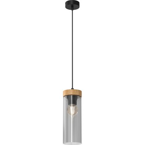 Suspension Elica Milagro réglable verre/bois noir E27 (1/5)