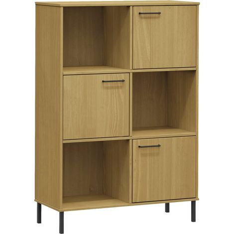 Étagère de Rangement Bibliothèque avec pieds, Montage facile, en métal Marron 90x35x128,5cm Bois OSLO OIB7211E (1/4)
