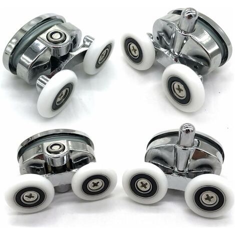 Set of 4 Shower Enclosure Rollers - Two Wheels - Oval - Butterfly Shape (23mm) (1/4)