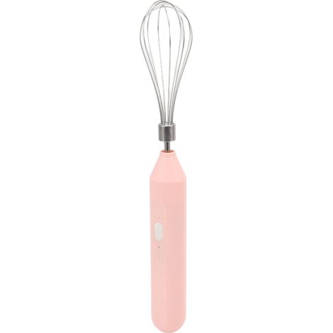 Batteur à œufs électrique portable, rechargeable par USB, mousseur à lait sans fil avec fouet en acier inoxydable rose (1/5)
