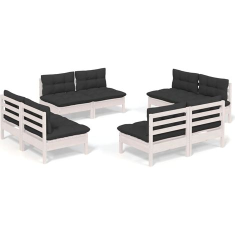 Muebles de jardín 8 piezas con cojines antracita madera pino vidaXL (1/5)