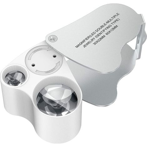 30X 60X Loupe de bijoutier LED Loupe de bijoutier illuminée pour pierres précieuses bijoux roches timbres pièces modèles anciens Photos (1/5)