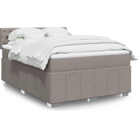 Boxspringbett mit Matratze Taupe 140x200 cm Stoff