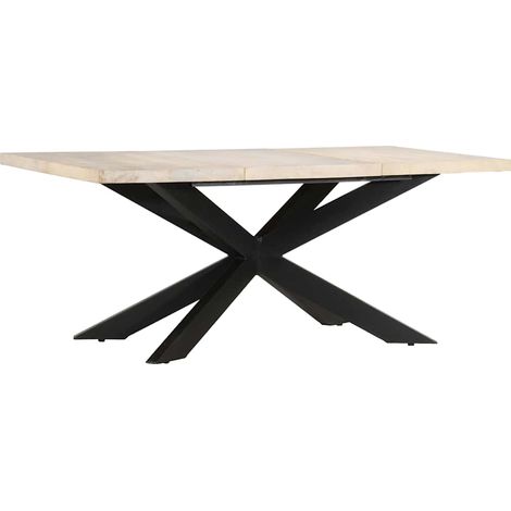 vidaXL Mesa de comedor madera maciza de mango blanqueada 180x90x76 cm (1/5)