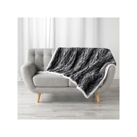 Plaid 125 x 150 cm imitation fourrure/sherpa grizzly Gris (1/3)