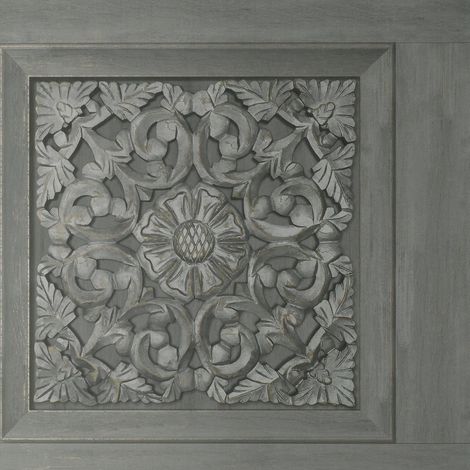 Fine Decor Carved Wood Panel Dark Grey Wallpaper Modern Floral Contemporary (1/4)